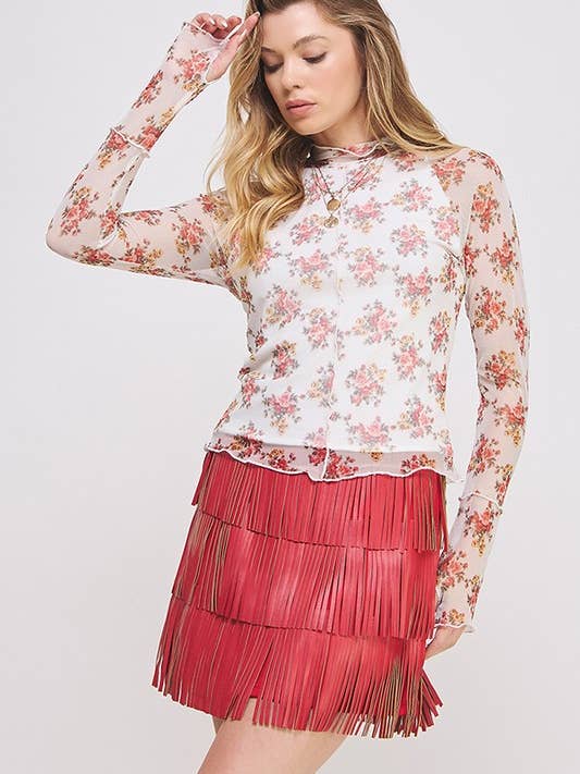 JADE BY JANE - Wholesale Skirt - Women's - PLUS SIZE Western Faux Leather Fringe Mini Skirt8