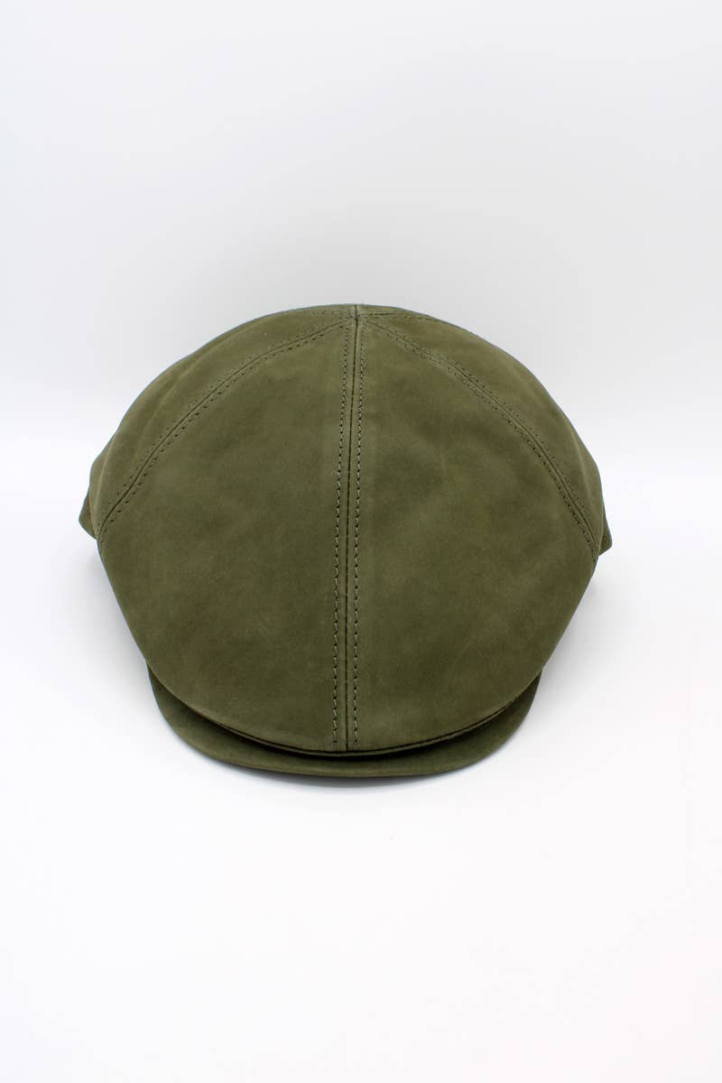 Hologramme Paris – Großhandel Newsboy Hat/Ballonmütze – Herren – 18260 Lederkappe – Khaki2