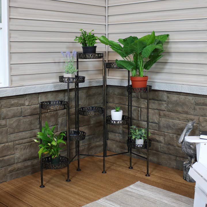Sunnydaze Decor - Wholesale Plant Pot Stand - 10-Tier Bronze Steel Indoor/Outdoor Folding Plant Stand