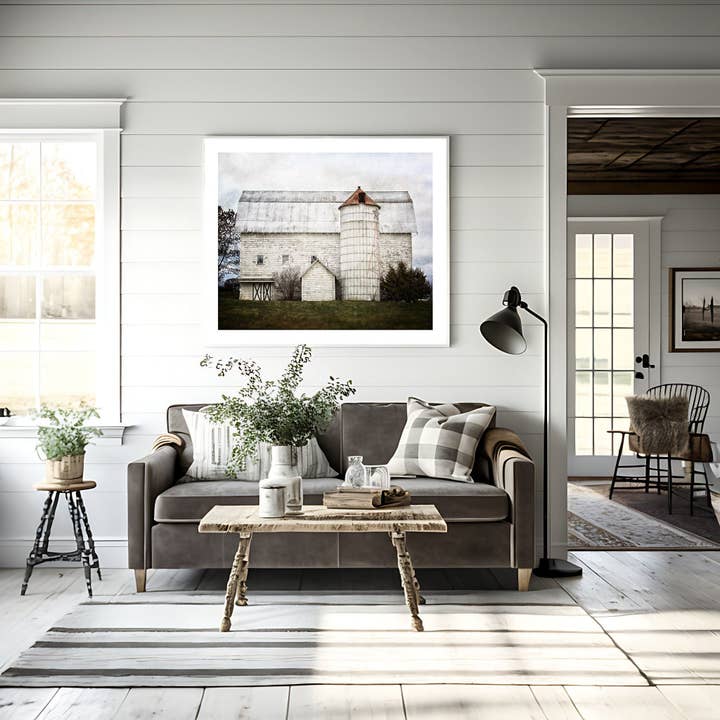 Lisa Russo Fine Art - Wholesale Art Print - Holiday Barn Wall Art Print | White & Green | Farmhouse 2