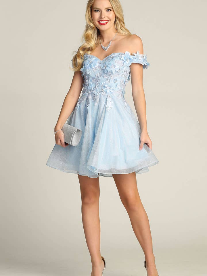 Short Off the Shoulder Flower Dama Dress C312 for wholesale by Chicas