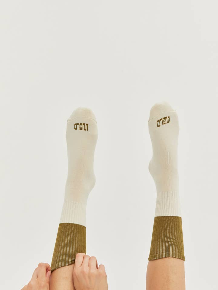 Color Block Crew Socks for wholesale by Weld Mfg.