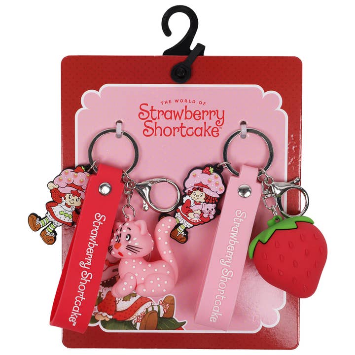 Strawberry Shortcake & Custard 3D Keychain Set – Officially Licensed Lanyard Keychains (2-Pack) for wholesale by Concept One