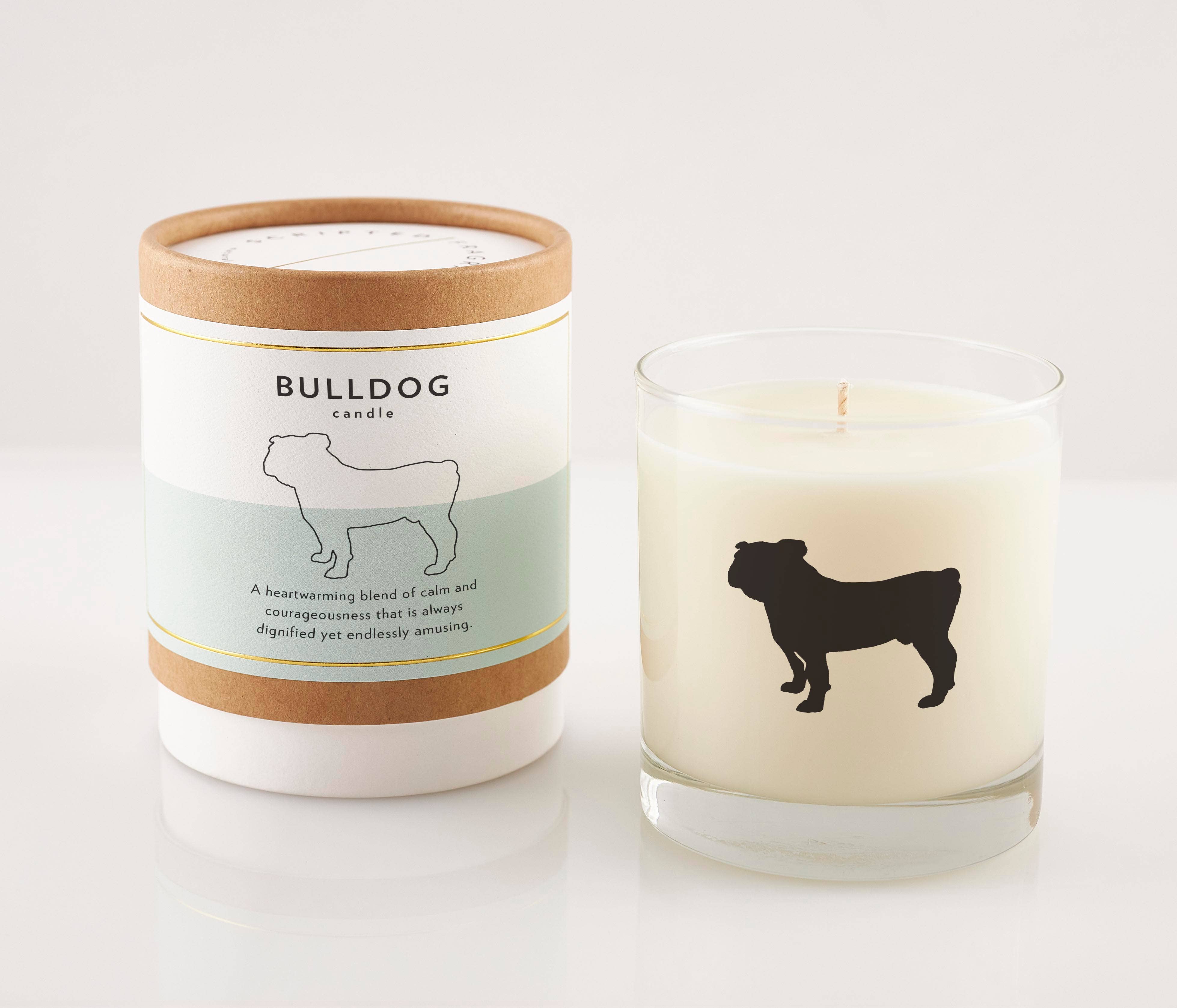 Scripted Fragrance - Wholesale Jar/Filled Candle - Bulldog Dog Soy Candle in Drinking Glass Two-In-One Gift