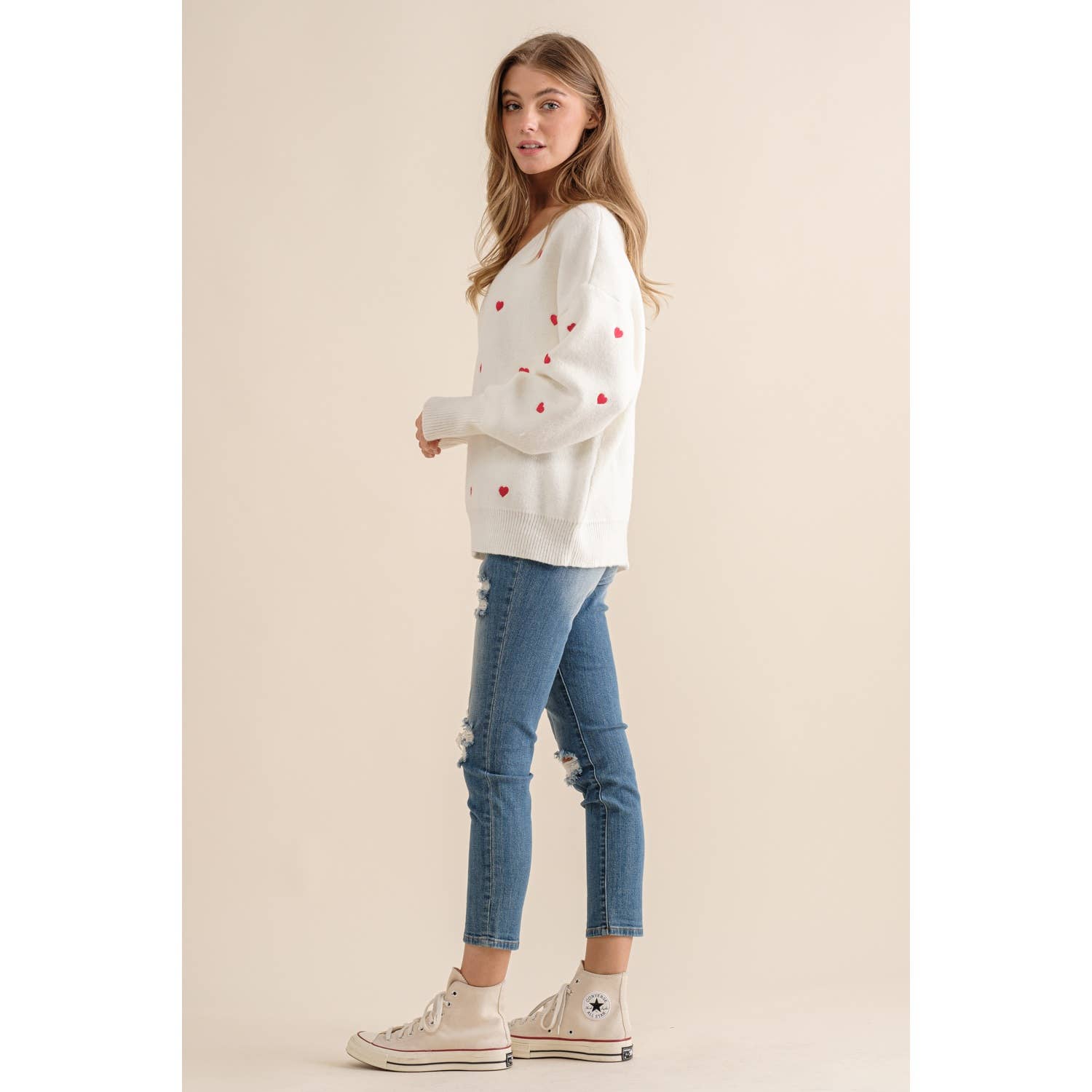 Sweet Generis - Wholesale Knit Sweater - Women's - HEART PATTERN BOXY KNIT PULLOVER SWEATER34