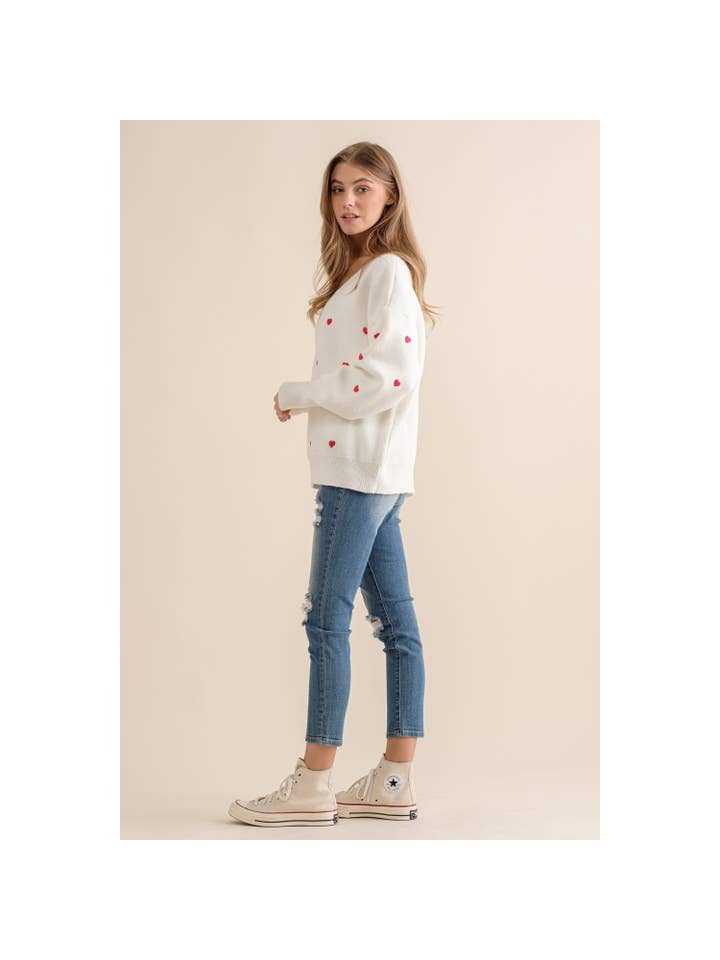 Sweet Generis - Wholesale Knit Sweater - Women's - HEART PATTERN BOXY KNIT PULLOVER SWEATER34