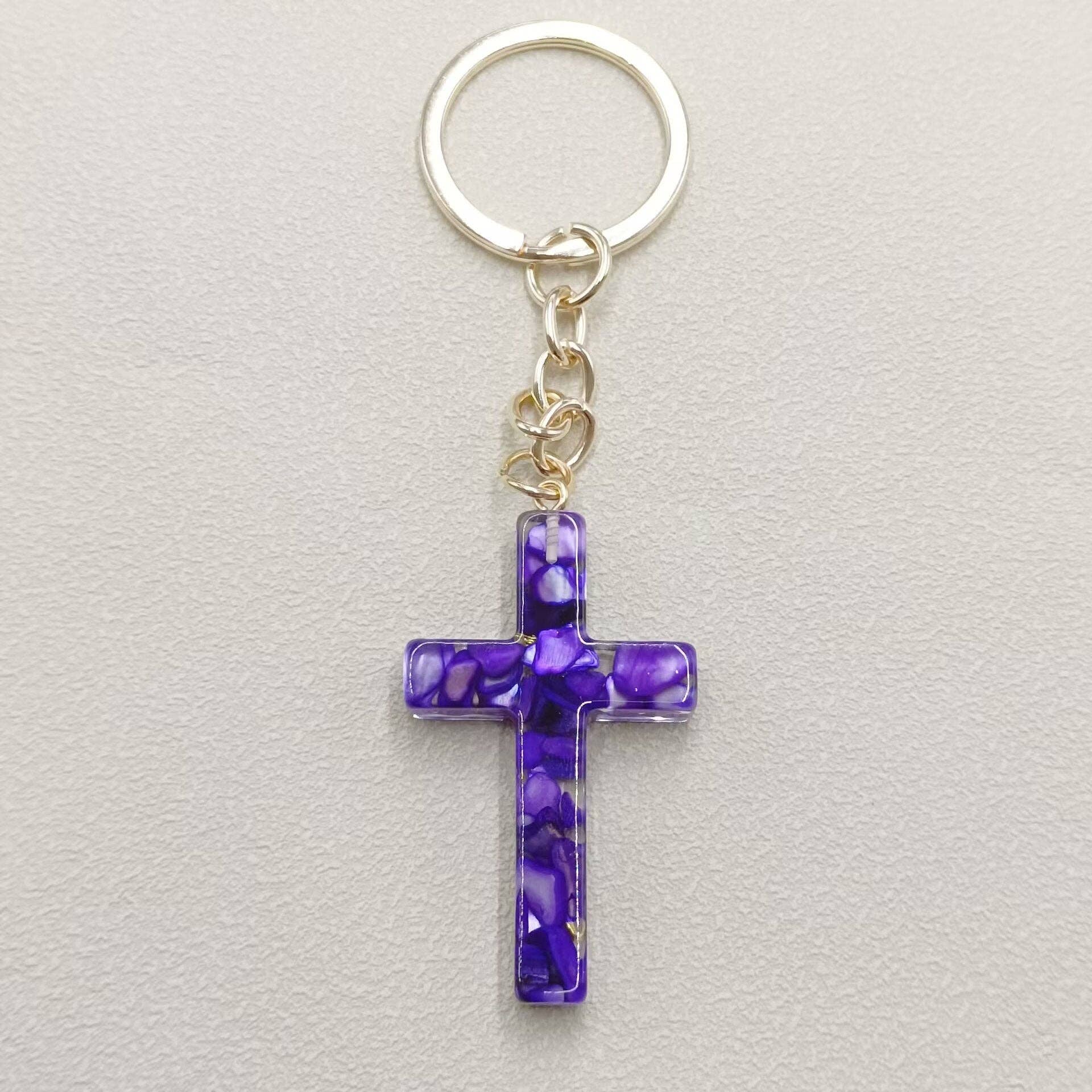 Mio Queena - Vente Porte-clés – femme - Porte-clés Ornements de Sac en Résine de Gravier Multi-style avec Breloque Croix5