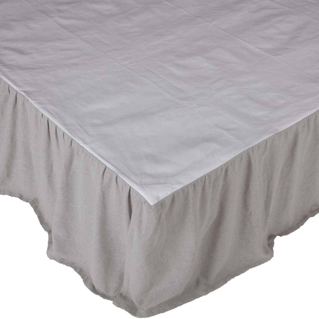 VHC Brands - Wholesale Bedskirt - Burlap Dove Grey Ruffled King Bed Skirt 78x80x161