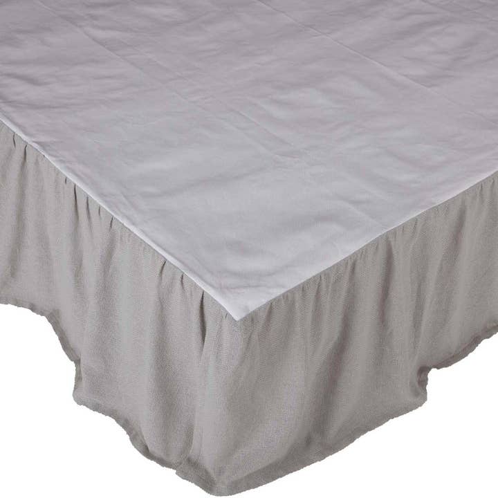 VHC Brands - Wholesale Bedskirt - Burlap Dove Grey Ruffled King Bed Skirt 78x80x161