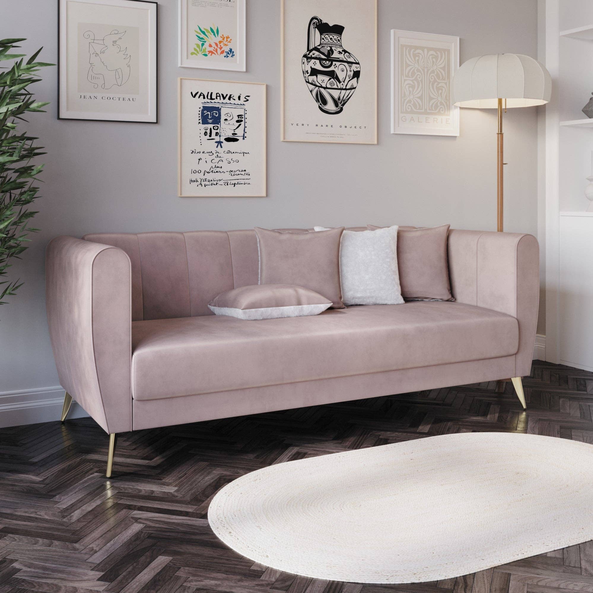 Home Design - Wholesale Sofa - Scarlett Velvet Flared Arm 3-Seater Sofa with 4 Throw Pillow6