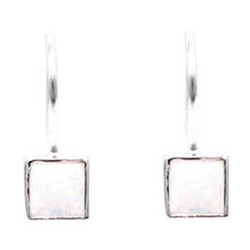 St Square Resin Opal Drop ER White for wholesale by Fabienne