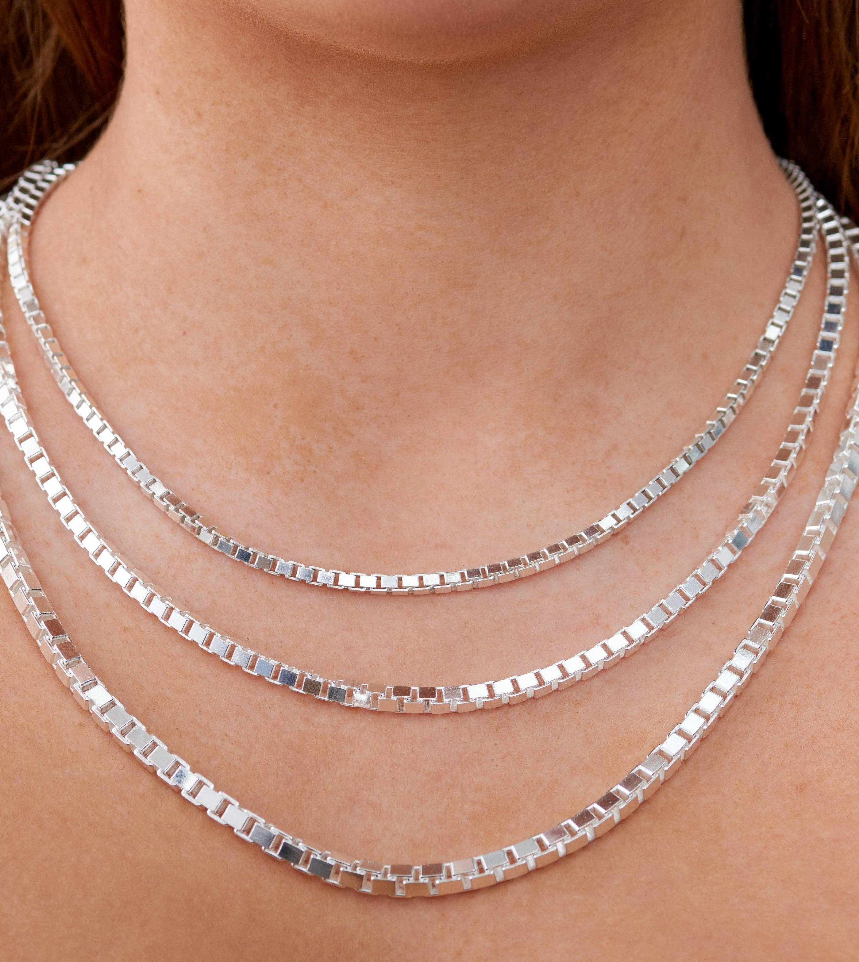 Olive & Chain - Wholesale Link & Chain Necklace - Silver Box Chain Necklace4