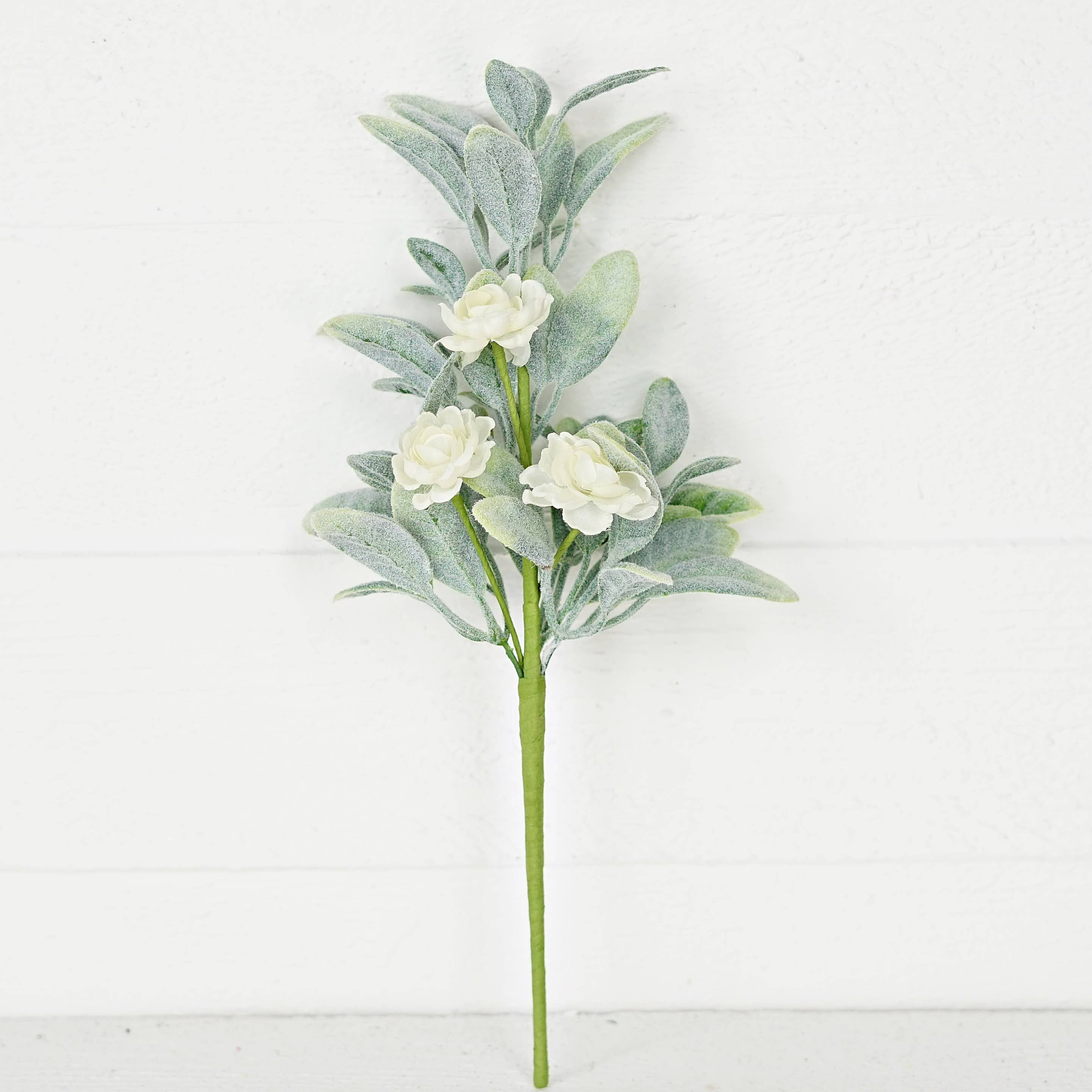 Holiday Depot Inc. - Wholesale Artificial Flowers - 35266- 16in Bush-Lamb Ears with Cream Ranunculus1