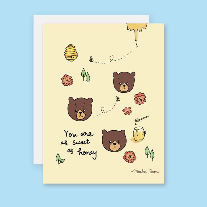 Carte Sweet as Honey, jolie carte d'amour avec un ours pour la vente par Sixtyeightcolors