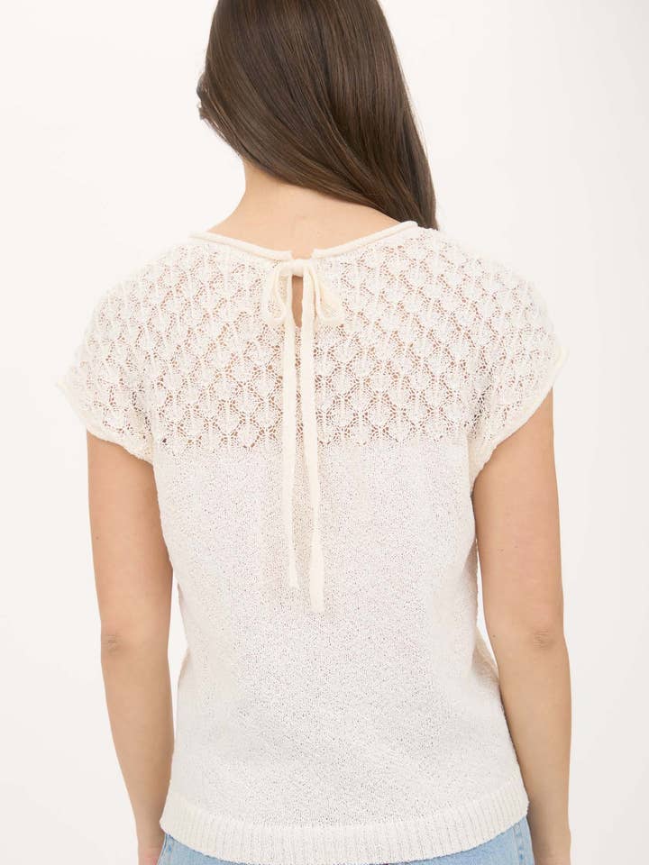 Blu Pepper - Wholesale Knit Top - Women's - EYELET YOKE SWEATER KNIT TOP