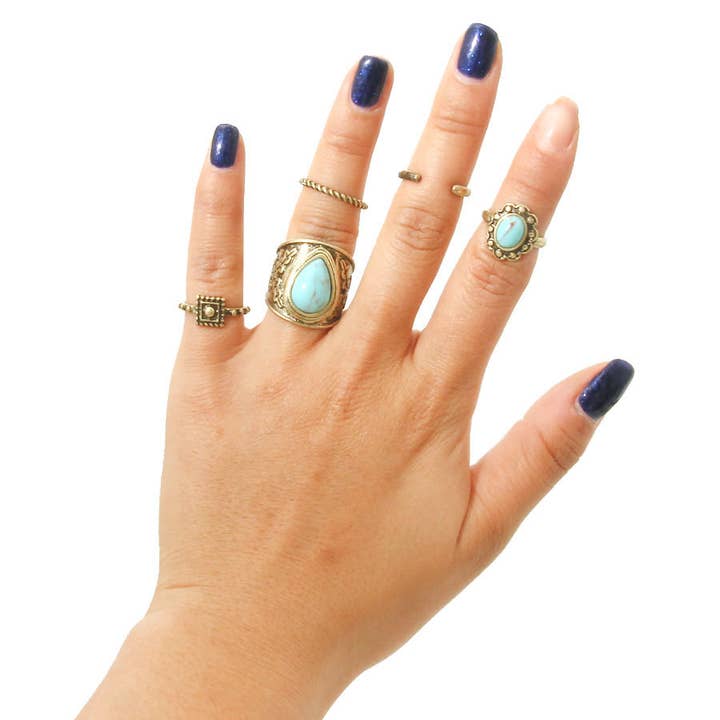 Blue Antique Ring Set for wholesale on Faire