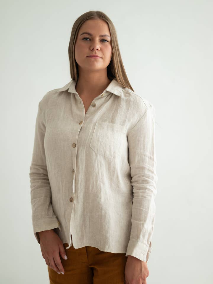 Linen Shirts CW004 In Natural Melange Colour for wholesale by Unique Linen