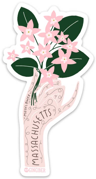 Pegatina de Flor de Massachusetts - Troquelada, Diseño del Estado para venta al por mayor de Gingiber