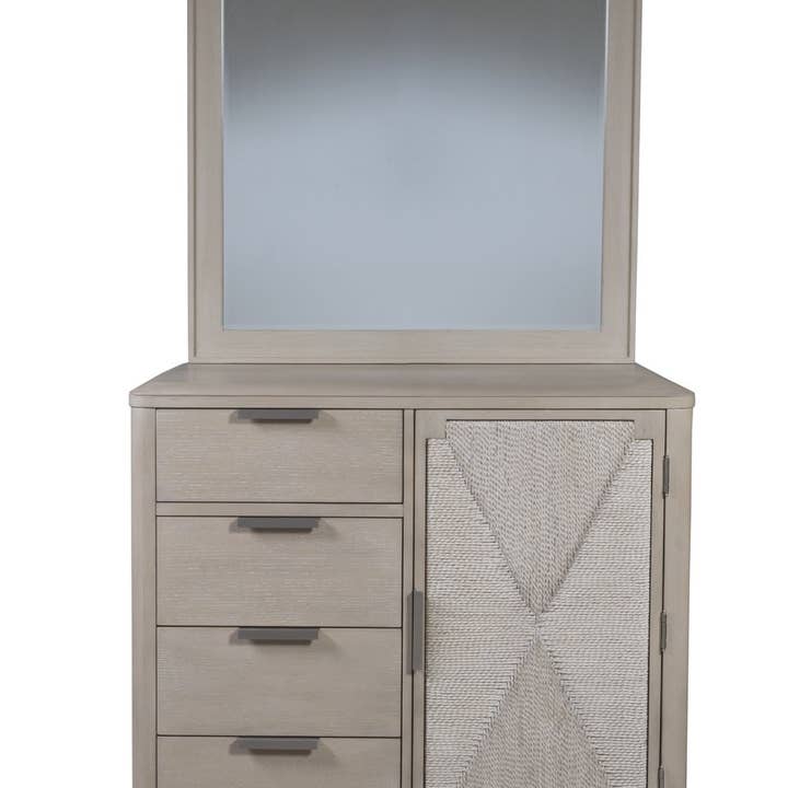 LOOMLAN – Mobília de quarto por atacado – Cómoda Assimétrica com Porta Pearl e Espelho de Parede
