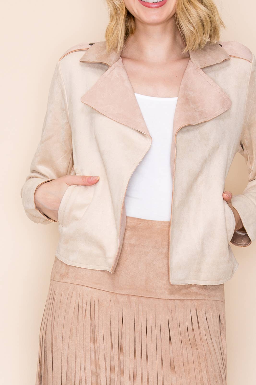 W.A.Y. --Wonderful And Young - Wholesale Jacket - Women's - W.A.Y FAUX SUEDE appliqué JACKET-Sun 3