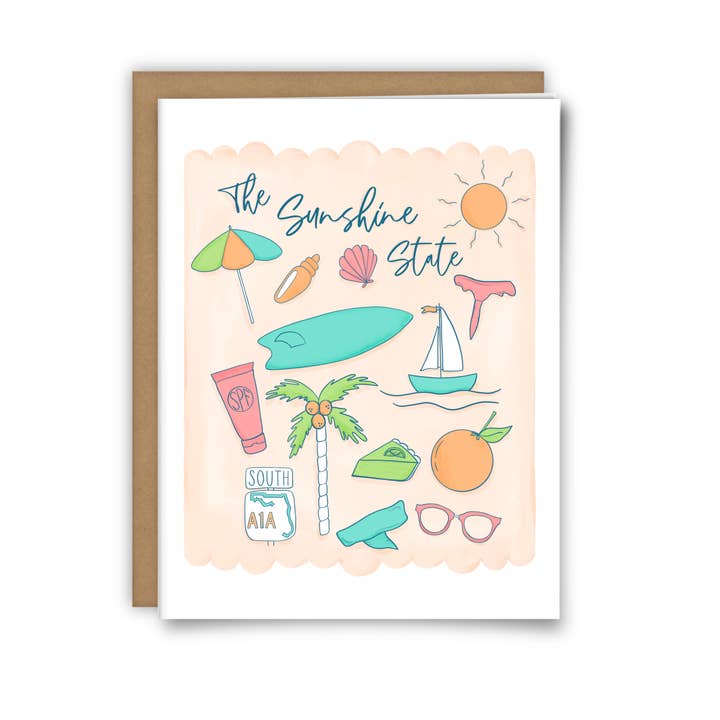 Florida Greeting Card, Sunshine State Art for wholesale by 25 Sweetpeas