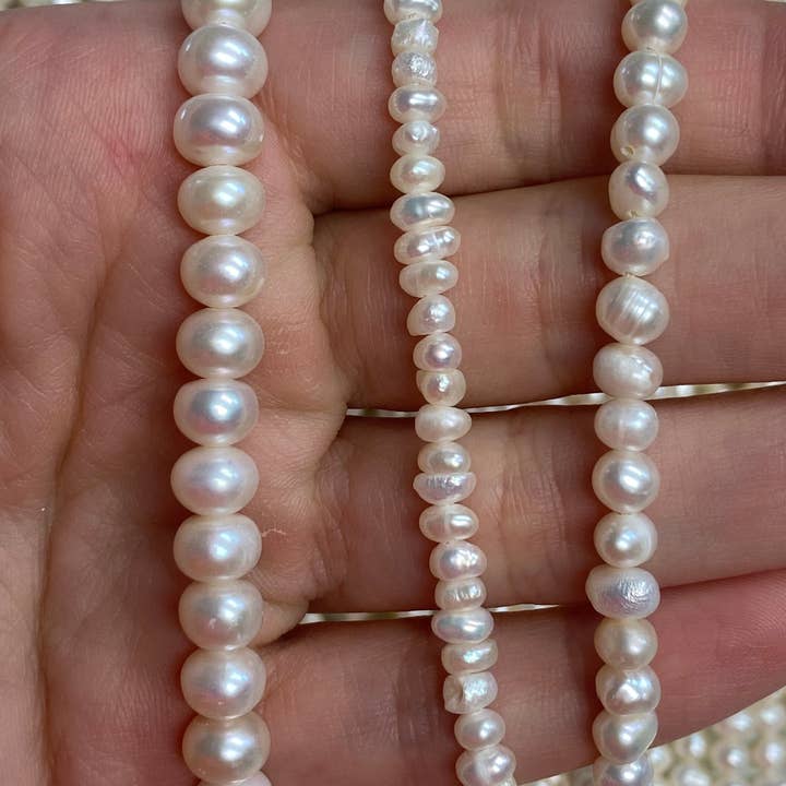 The Bead Bazaar - Wholesale Beads - 4mm Baroque Freshwater Pearls, 3X4 Wholesale Pearls Beads