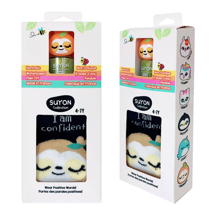 SUYON Collection - Wholesale Nail Polish - Kids - Sloth Nail & Socks Gift Set (4-7 years old)