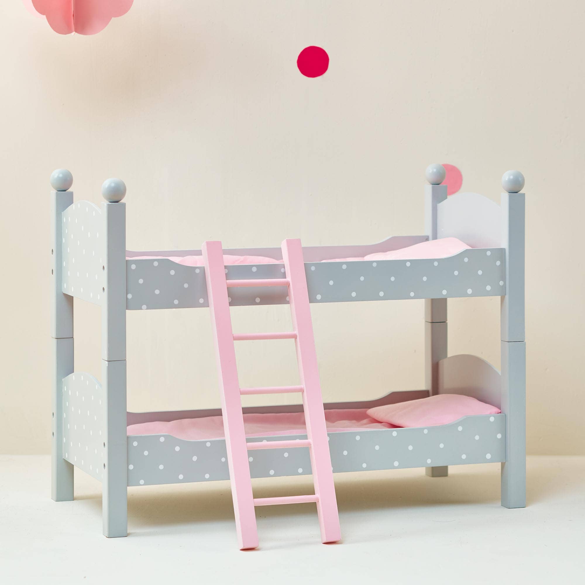 Polka Dots Princess 18" Doll Double Bunk Bed - Grey for wholesale on Faire1