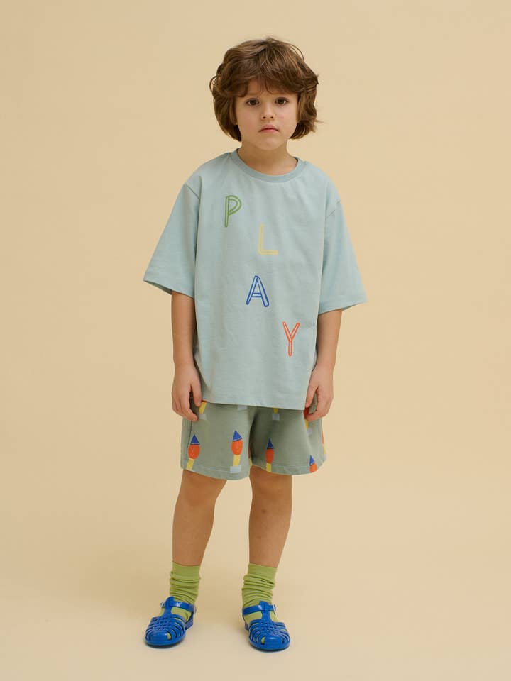 Blue ORGANIC COTTON PLAYFULL SWEATSHORTS for wholesale on Faire
