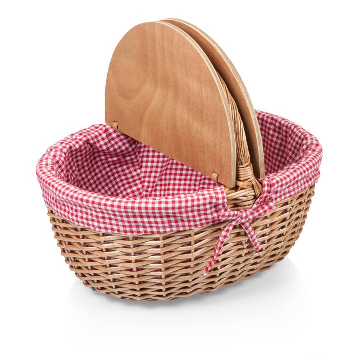 Red White Gingham Pattern Country Picnic Basket for wholesale on Faire1