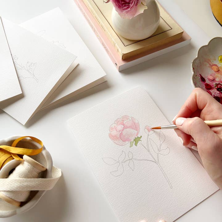 emily lex studio - Wholesale Stationery/Notecard Set - garden flowers paintable notecards