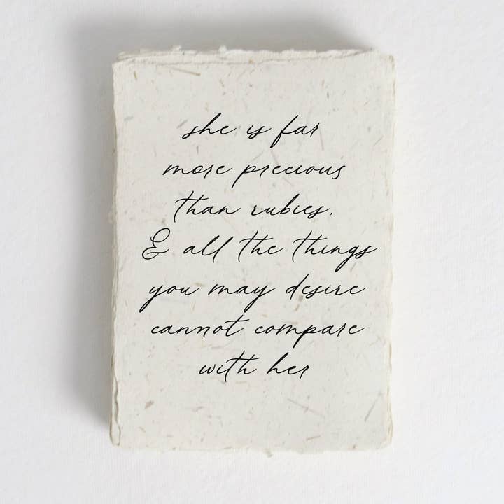 Provérbios 3:15 Versículo da Bíblia Deckled Edge Raw Prints por atacado de Amor Design Co.