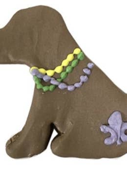Mardi Gras Gluten Free Dog Treats Dog with Beads for wholesale by Pawsitively Homemade
