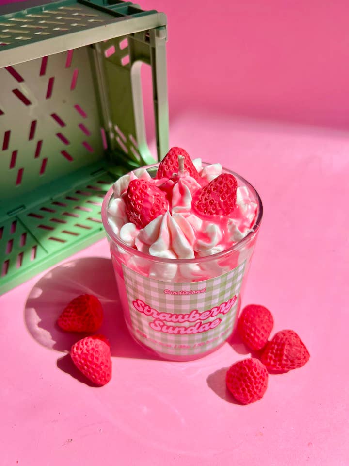 Strawberry Sundae Dessert Candle | Whipped Wax Candle for wholesale by Candle Land