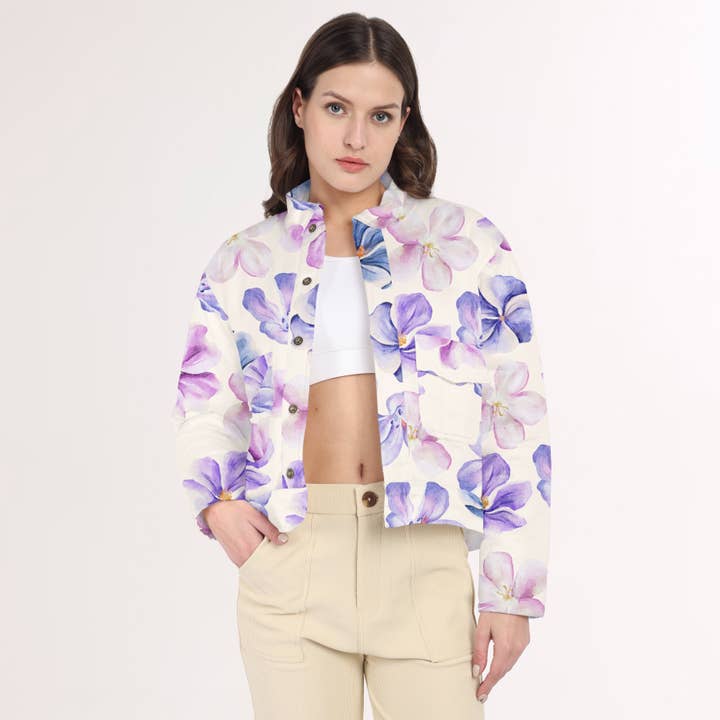 Phalaenopsis Orchid quiltet jakke for engroshandel hos The Cozyy Affair