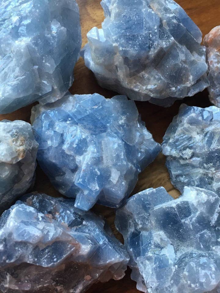 Raw Blue Calcite Crystal - Multiple Sizes Available - Rough Natural Blue Calcite Stone for wholesale by New Moon Beginnings
