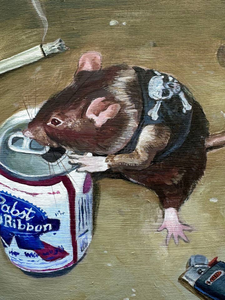 Art Print of Funny Grunge Rat: Meme Home Decor for wholesale by mohrdoesart