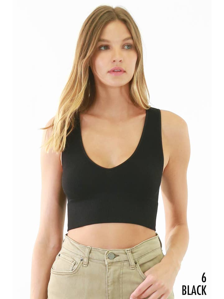 NIKIBIKI - Wholesale Knit Top - Women's - NS7829 - Plunge V-Neck Crop Top