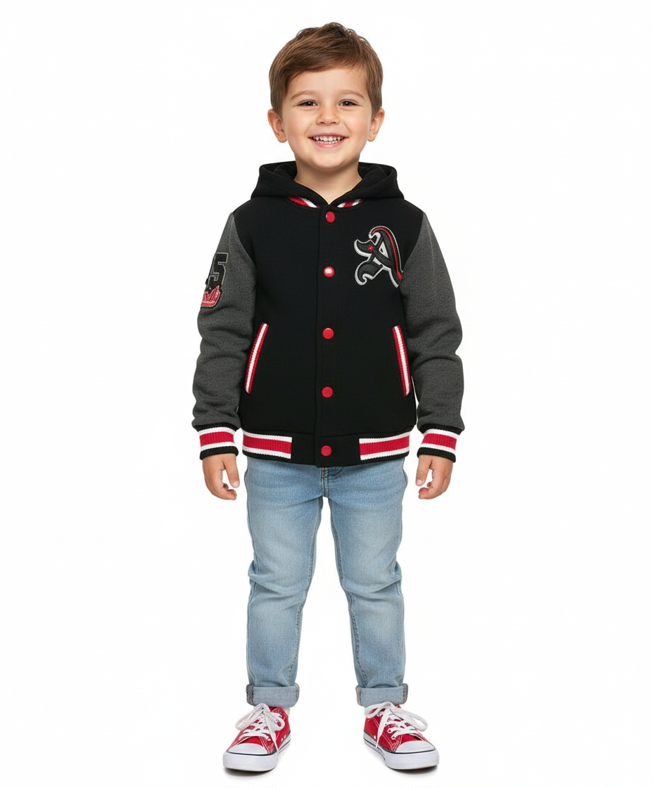 Unik - Wholesale Varsity/Baseball Jacket - Kids - Boys Varsity Jacket Casual Outerwear With Hoodie 2-43
