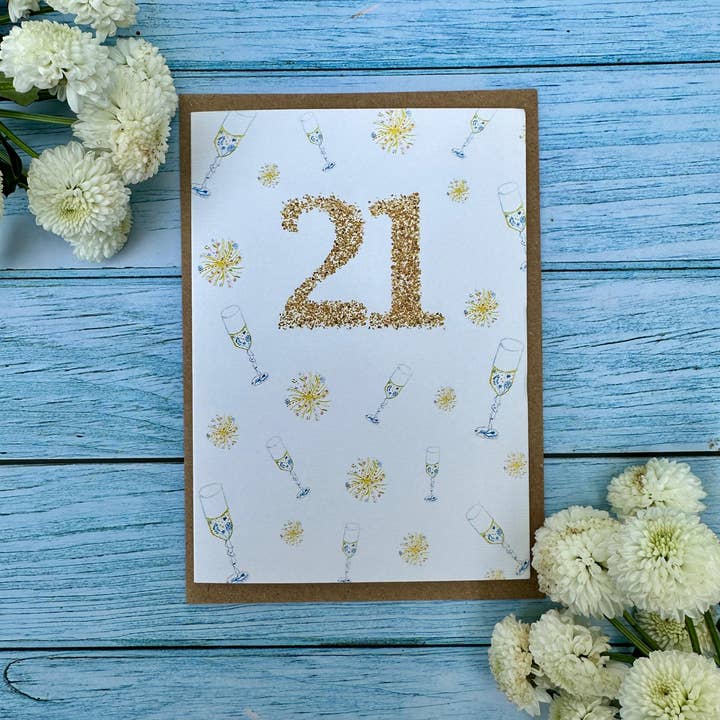 Tarjeta de Cumpleaños Ecológica para 21 Años Número en Blanco Más Vendida para venta al por mayor de Jen Winnett Eco Artist