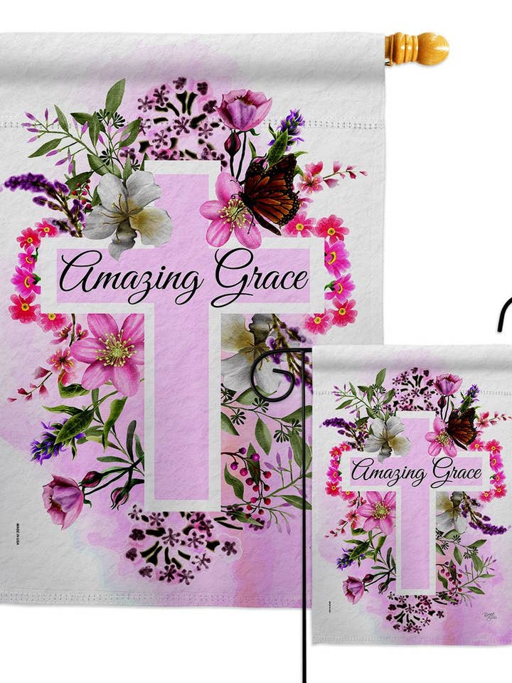 Blomstret Fantastisk Nåde Religiøse Bibelvers Tro Decor for engroshandel hos Two Group Flag Co