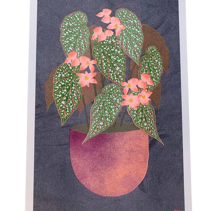 Risograph Print - Begonia Flower 11x17" for wholesale by StitchPrism