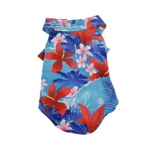 Barker's Bowtique - Vente Chemise – chien - Chemise boutonnée hawaïenne bleue pour chien Hip Doggie
