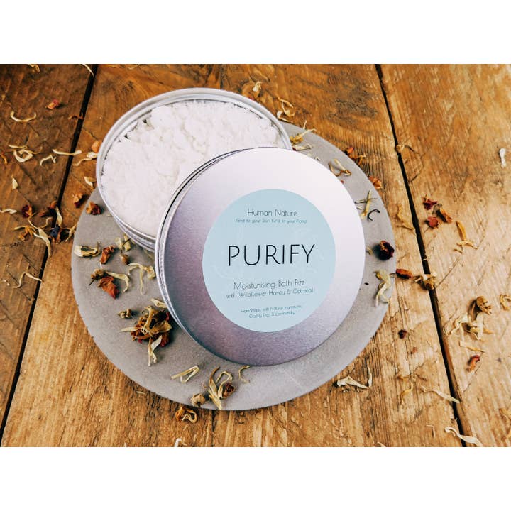 Purify Organic Moisturising Bath Fizz With Honey & Oats for wholesale by Human Nature Organics US