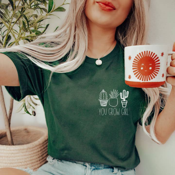 208 Tees - Wholesale Screen Printed T-Shirt - Women's - Grow Girl House Plant Graphic Tee TShirt 1020
