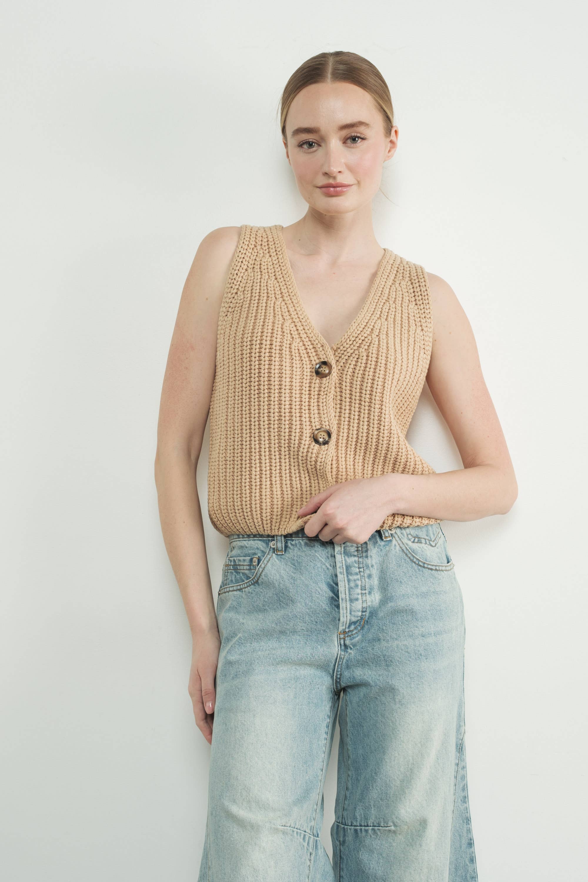 Aaron & Amber – Engroshandel Strikvest/slipover – Kvinder – MAS3218 VINTAGE VASKET SWEATER VEST4