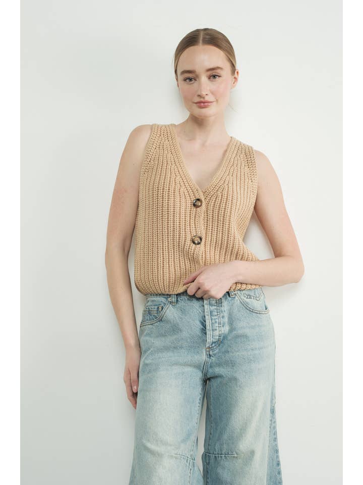Aaron & Amber - Vendita all'ingrosso Maglione smanicato - Donna - GILET MAGLIA LAVATO VINTAGE MAS32184
