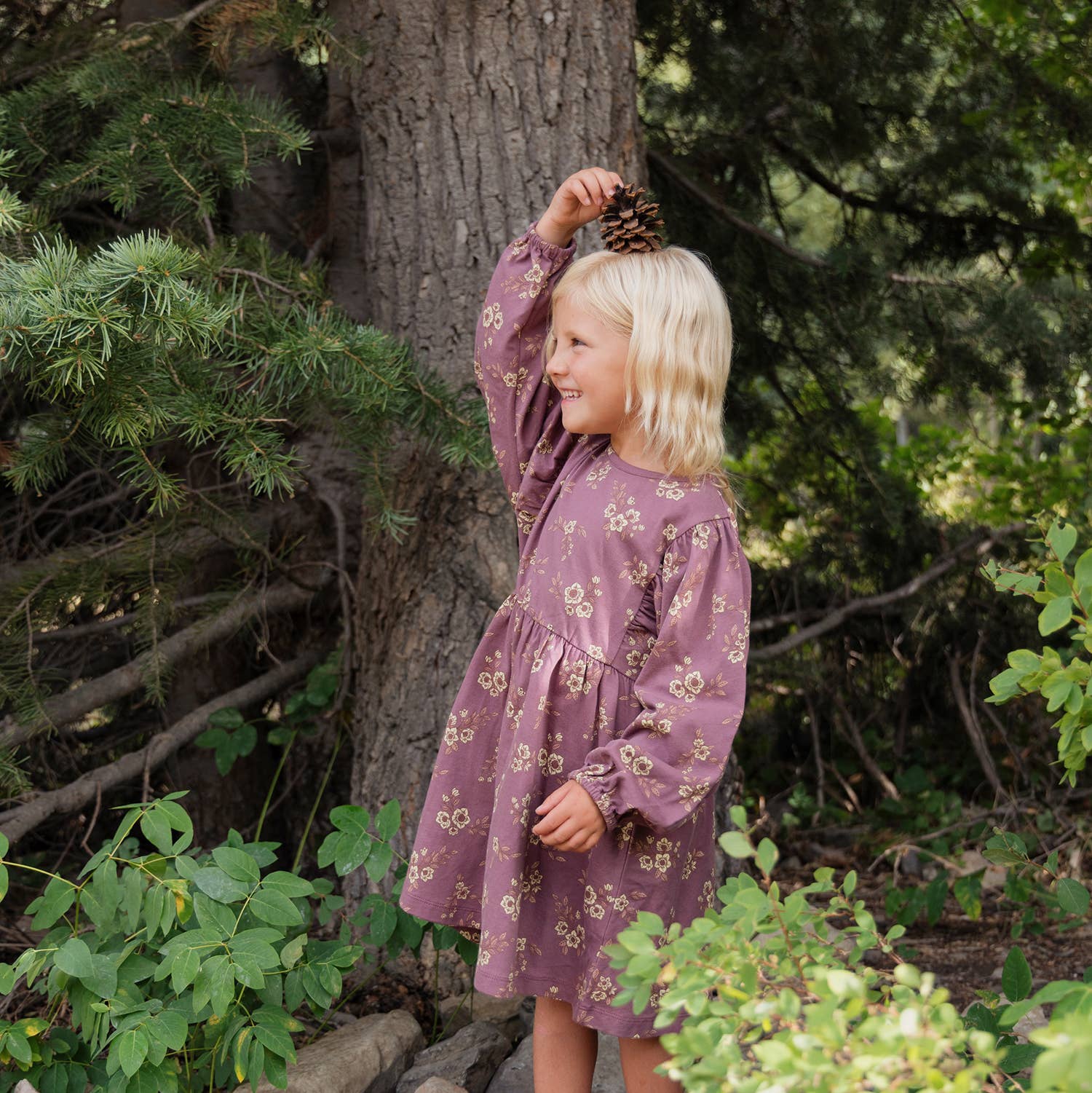 City Mouse Studio - Vendita all'ingrosso Vestito - Bambini - Abito a maniche a sbuffo - Fiori di orchidea2