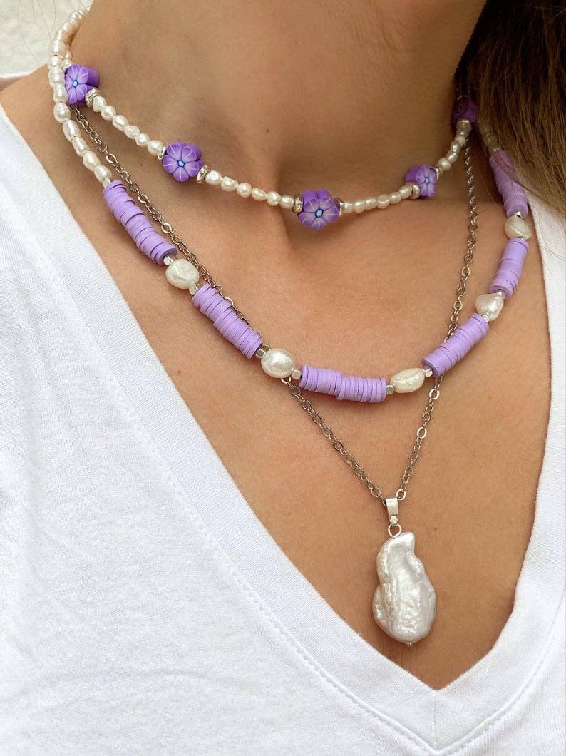 Christina Christi – Colar com missangas/pérolas por atacado – Colares de pérolas e pérolas roxas, colares de verão1