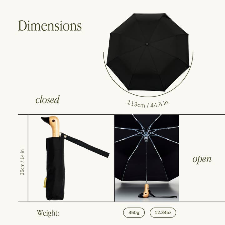 Original Duckhead USA - Wholesale Umbrella - Unisex - Classic Black Compact Eco Friendly Duckhead Umbrella6
